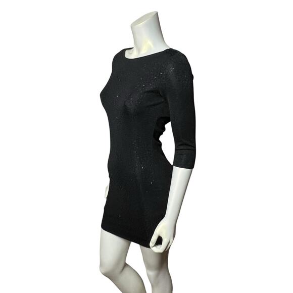 Windsor Black Sparkle Bodycon Mini Dress Open Back 3/4 Sleeve Party Small - Picture 8 of 8